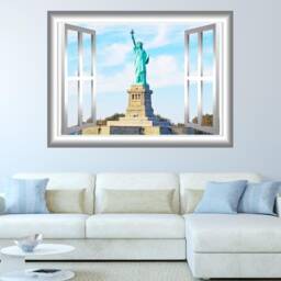 statue Of Liberty 3D Window Frame New York Wall Mural - Vwaq Gj94 - thumbnail 1