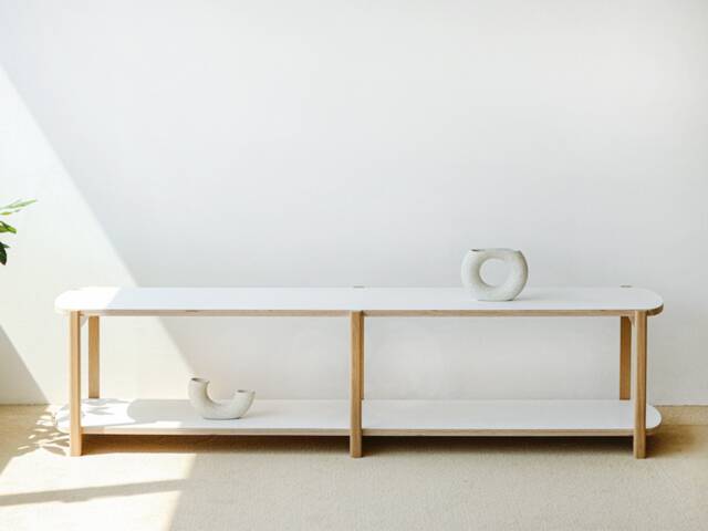Any Shelf 120/2 - Mid-Century Modern Low Bookcase White Oak Tv Stand - image 1