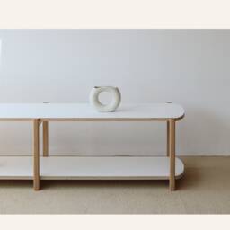 Any Shelf 120/2 - Mid-Century Modern Low Bookcase White Oak Tv Stand - thumbnail 2