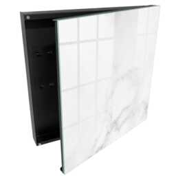 Marble Elegance Wall Mounted Key Cabinet, White Box For Wall, Minimalist Textures, Lovers Of