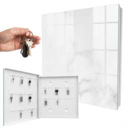 Marble Elegance Wall Mounted Key Cabinet, White Box For Wall, Minimalist Textures, Lovers Of - thumbnail 2