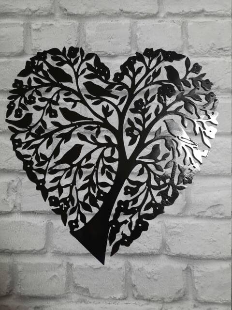 Heart Tree Of Life Metal Wall Art Modern Steel Decor