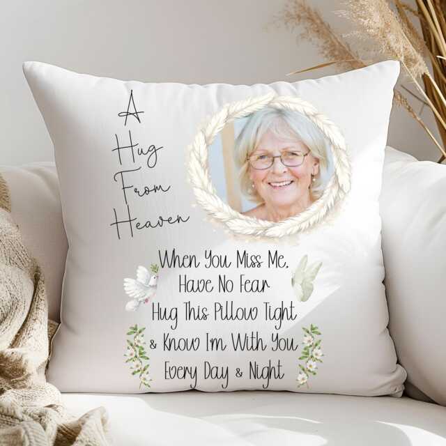 Personalised Memorial Photo Pillow Hug From Heaven Keepsake Cushion