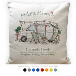 Personalised Camper Van Transporter Camping Mobile Home Cushion Cover - T4 T5 T6 Making Memories Decor 40cm 16 Inches - thumbnail 2