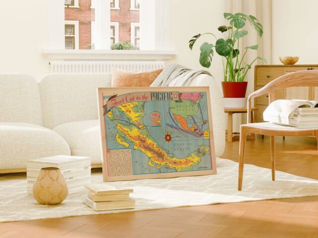 Vintage Panama Canal Map Print Republic Of Wall Art - image 1