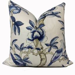 Thibaut Giselle Imperial Garden Collection Blue & White Cushion Cover Pillow Double Sided - thumbnail 2