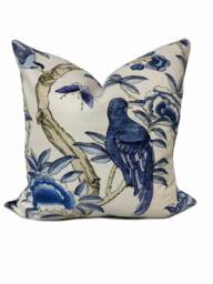 Thibaut Giselle Imperial Garden Collection Blue & White Cushion Cover Pillow Double Sided - thumbnail 1