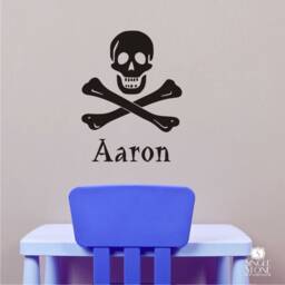 Personalized Pirate Skull Wall Decal Custom Name Vinyl Nursery Decor
