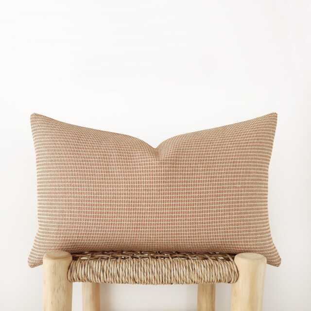 Burnt Orange Lumbar Pillow Cover - Textured Decorative Cushion - image 1