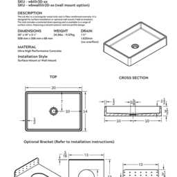 35 Colors - Lily Rec Concrete Wall Mounted Sink Modern Bathroom Vessel - thumbnail 4