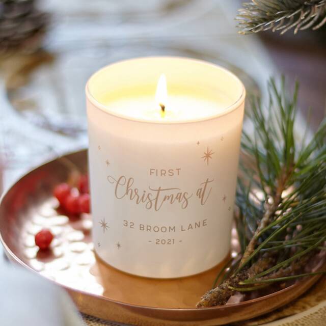 Personalised New Home Christmas Scented Soy Candle Gift - image 1