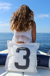 Nautical Pillow Cover Sail Cloth Cushion, Monogrammed Pillow, Number Pad - thumbnail 1