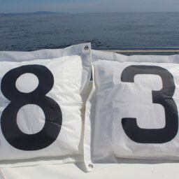 Nautical Pillow Cover Sail Cloth Cushion, Monogrammed Pillow, Number Pad - thumbnail 3