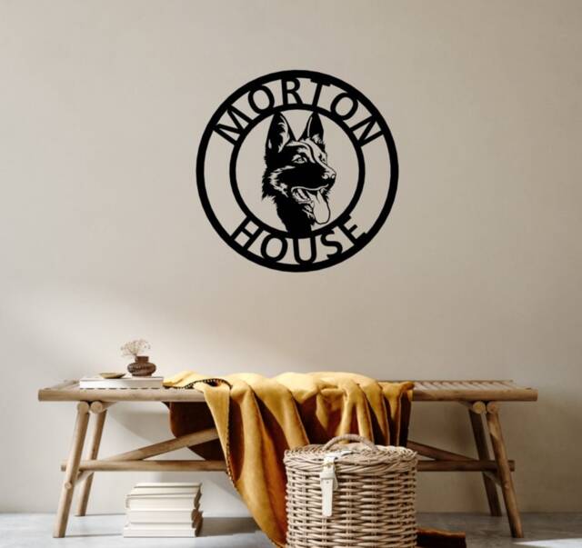 German Shepherd Metal Sign Wall Art Address House Name Dog Lover Gift Kennels Groomers