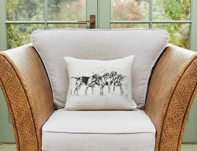 Hound Dogs Print Linen Rectangle Cushion Cover Zipped - image 1
