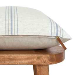 Linen Throw Pillow With Blue Stripes - Farmhouse Decor Rustic Cushion Cover Neutral Home Accent Striped Berken - thumbnail 2