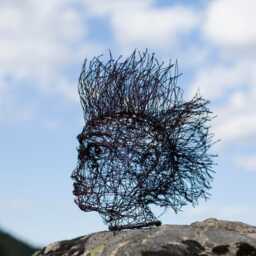 Punk Head Decor, Wire Head, Big Home Living Steampunk Art, Sculpture, Unusual Gift, Metal Gift Idea - thumbnail 2