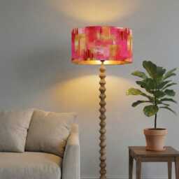 Handmade By Order Pink & Gold Texture Abstract Art Design Print On Velvet Drum Lamp Shade Pendant Light All Shapes Sizes - thumbnail 2