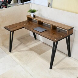 Temiz - Solid Redwood Pine Corner Desk With Monitor Shelf & Choice Of Legs - thumbnail 2
