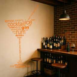 Cocktail Glass Wall Decal - Bar Decor - Martini Vinyl Sticker For Lounge, Pub, Kitchen Or Drink Area - #2721Di - thumbnail 2