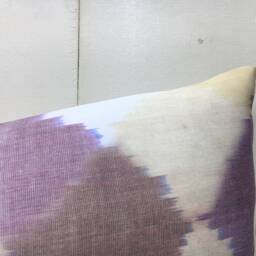 Handwoven Silk Ikat Lumbar Pillow Cover, Modern Accent - 10x24 - thumbnail 3