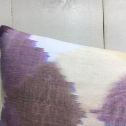 Handwoven Silk Ikat Lumbar Pillow Cover, Modern Accent - 10x24 - thumbnail 2