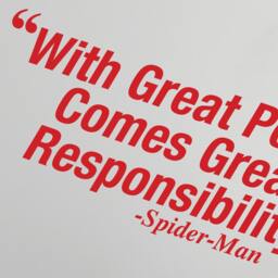 With Great Power Comes Great Responsibility - Inspirational Movie Quote Removable Vinyl Wall Decal Sticker 24 Colours Available - thumbnail 2