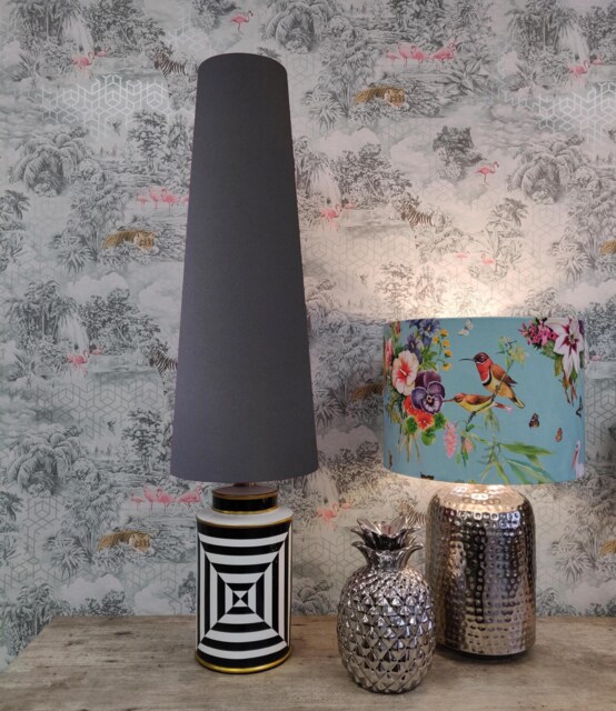 70cm Tall Dark Grey Cotton Slim Cone Lampshade - image 1