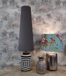70cm Tall Dark Grey Cotton Slim Cone Lampshade - thumbnail 1