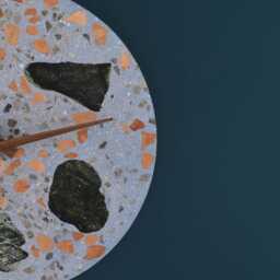 Terrazzo Wall Clock - Handmade Concrete Wooden Hands Unique Home Decor - thumbnail 4