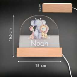 Personalized Night Light For Kids Bedrooms - Safari Anaimal Led 3 Color Changing Lamp Nursery & Childrens Rooms - thumbnail 3