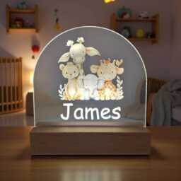 Personalized Night Light For Kids Bedrooms - Safari Anaimal Led 3 Color Changing Lamp Nursery & Childrens Rooms - thumbnail 4