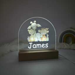 Personalized Night Light For Kids Bedrooms - Safari Anaimal Led 3 Color Changing Lamp Nursery & Childrens Rooms - thumbnail 2