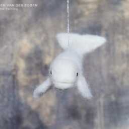Needle Felted Beluga Whale Ornament Wool Christmas Tree Decoration - Made To Order - thumbnail 2