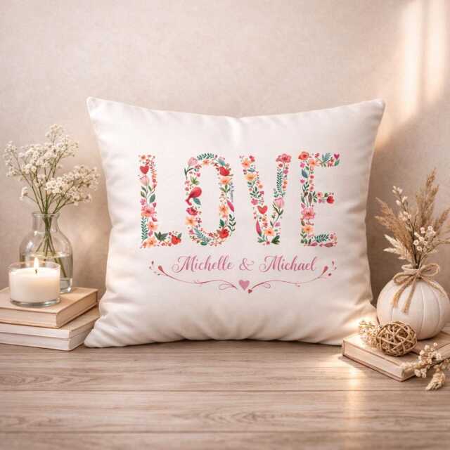 Personalized Couple Pillow, Home Decor, Custom Engagement Gift & Decorative Cushion For Wedding Gifts - image 1