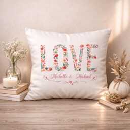 Personalized Couple Pillow, Home Decor, Custom Engagement Gift & Decorative Cushion For Wedding Gifts - thumbnail 1