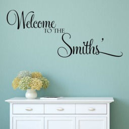 Personalised Wall Sticker Family Welcome Vinyl Decal Transfer Name Surname Livingroom Hallway Porch Kitchen - thumbnail 1