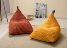 Mustard/Copper Lounge Chair, Floor Sofa, Unique Large Floor Pillow, Bean Bag Own Yarn Production 37Colors Filled Ready For Use