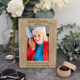 "Grandma Memorial Photo Frame, in Loving Memory Wood Engraved Personalised Remembrance Picture 4""x6" - thumbnail 3