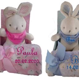 Baby Children's Set 3-Piece Baby Blanket With Name Teddy - thumbnail 4