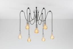 Elvin 7-Port Ceiling Pendant Lamp - White Swag Hook Spider Chandelier You Choose We Build Textile Cable Color Cord - thumbnail 1