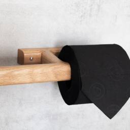 Solid Oak Double Toilet Paper Holder Minimalist Bathroom Storage - thumbnail 2