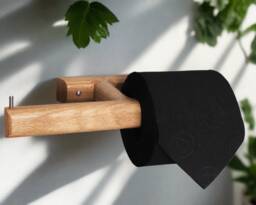 Solid Oak Double Toilet Paper Holder Minimalist Bathroom Storage