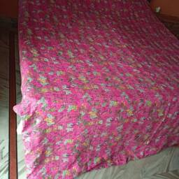 Wedding Special Floral Print Beautifully Indian Handmade Kantha Quilt Bedspread Blanket Size-Queen - thumbnail 3