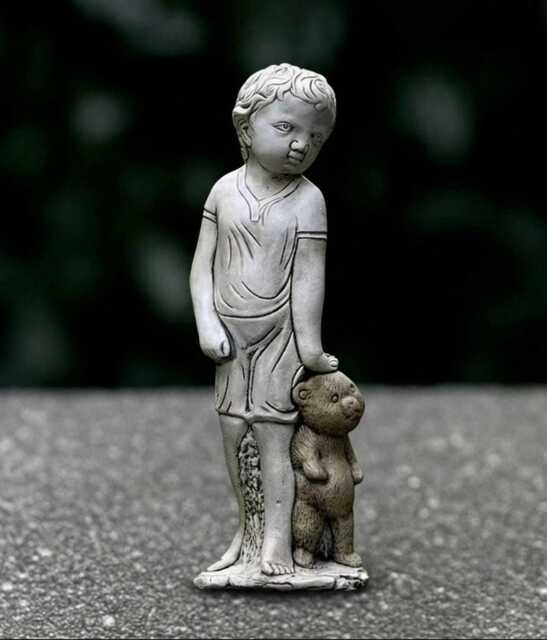 Stone Boy Sculpture Outdoor Children With Teddy Figure Memorial Decoration Handmade Art Front Door Ornament Garden Statue Gift - image 1