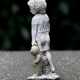 Stone Boy Sculpture Outdoor Children With Teddy Figure Memorial Decoration Handmade Art Front Door Ornament Garden Statue Gift - thumbnail 3