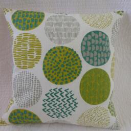 Set Of 3 Handmade Floral Print Cushion Covers, Lime Green, Grey, Yellow, 16 - thumbnail 4