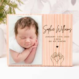 Simple & Sweet Personalized Picture Frame, New Baby Gift, Custom Engraved Photo Newborn Engraved Gift