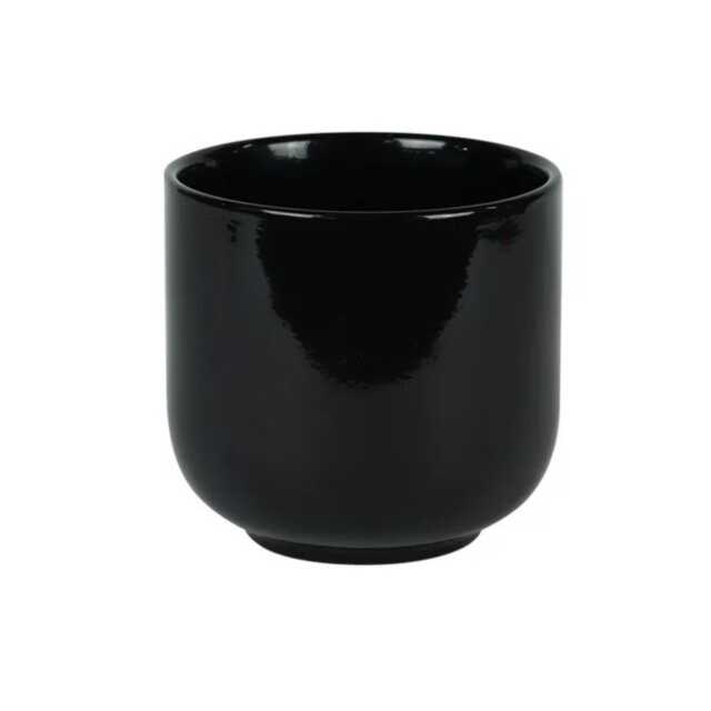 Hortus Havana Ceramic Pot Dia14 X H13cm - Glossy Black Flower Plant Planter - image 1