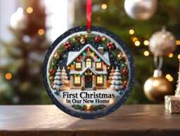 Beautiful 1st Christmas in Our New Home Mdf Tree Decoration - Home, Tree, First Christmas, Bauble, Neighbour, Family, Gift